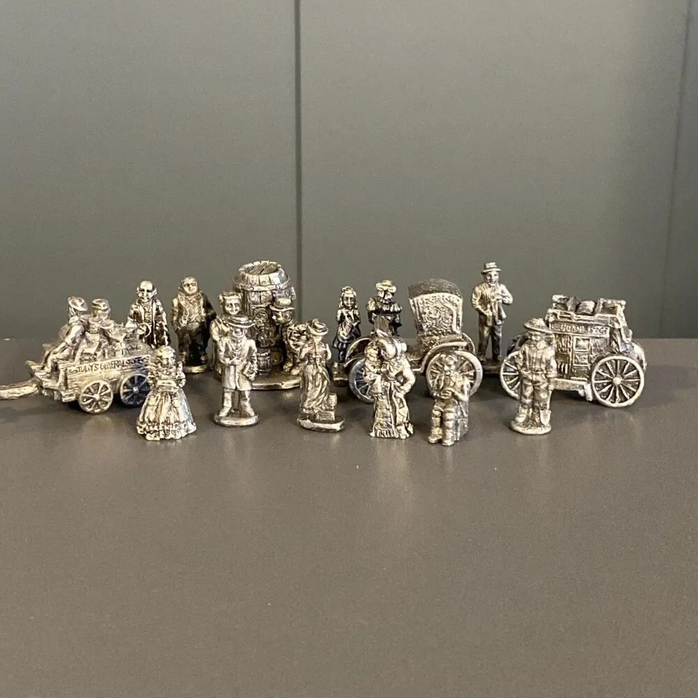 15 IRS Pewter Figures People Wagon Beer 1990s Miniature Metal Model Display 1
